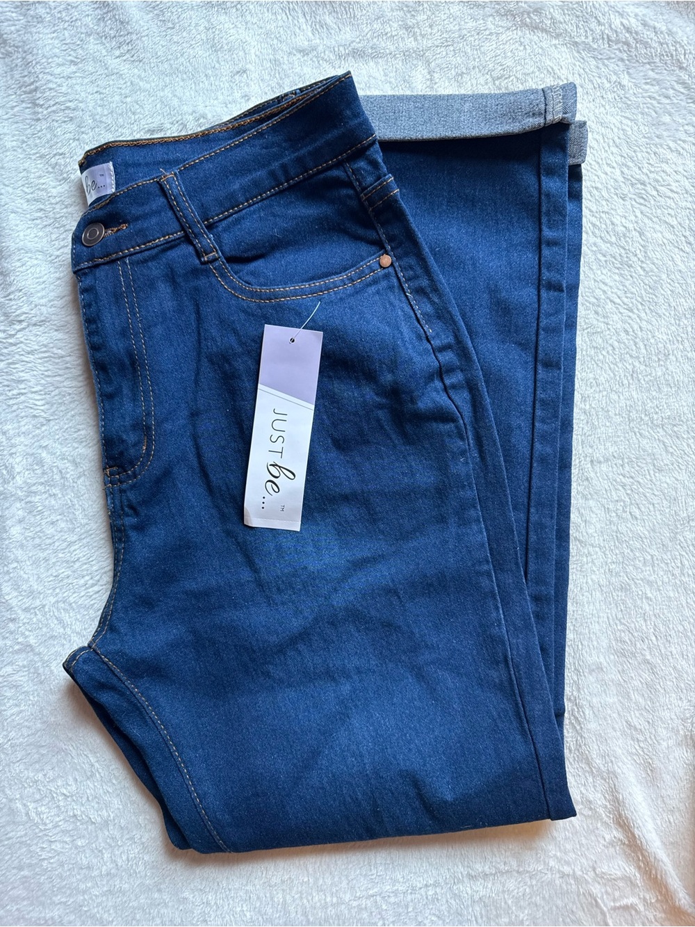 just be Dark Blue Stretch Jeggings — Classic Five-Pocket Style